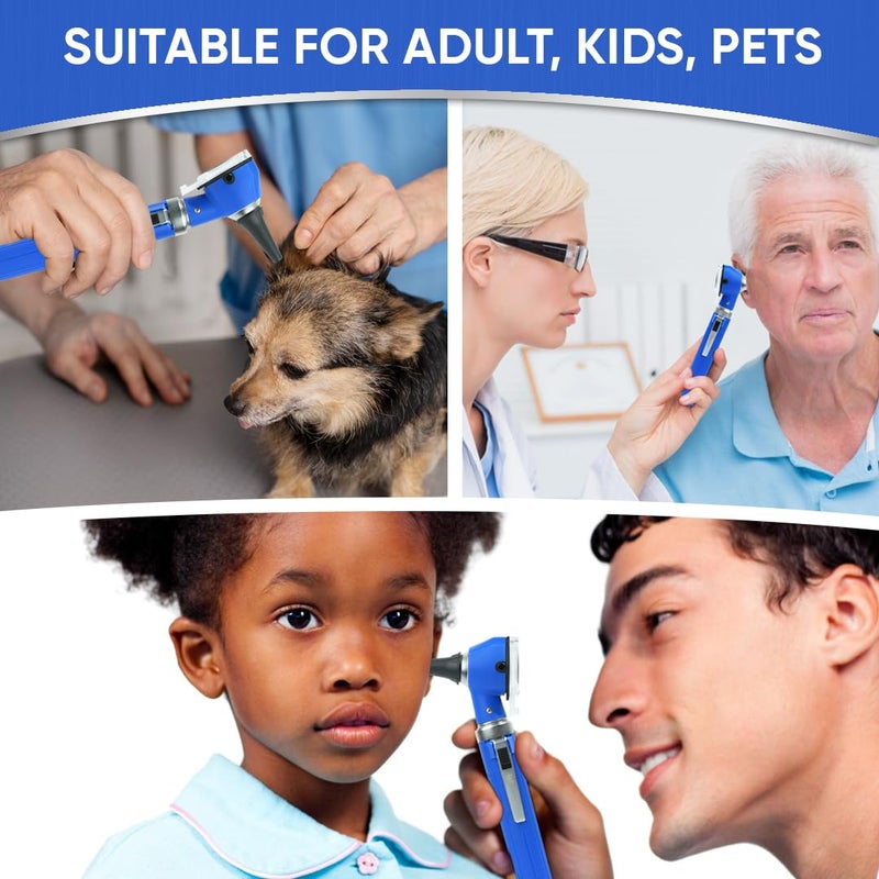 MeddSight Otoscope with Light, Fibre Optic Ear Scope for Kids & Adults, 3X Zoom Magnifying Glass, LED Ear Infection Checker with 10 Disposable Specula, Nylon Case, 6 Colors Medical Grade (Blue Color) - Image 4